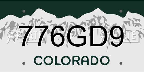 776GD9 Colorado License Plate