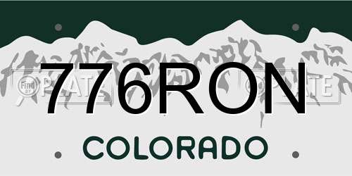 776RON Colorado License Plate