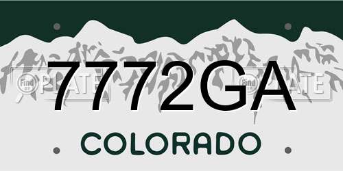 7772GA Colorado License Plate