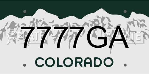 7777GA Colorado License Plate