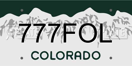 777FOL Colorado License Plate
