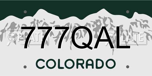 777QAL Colorado License Plate
