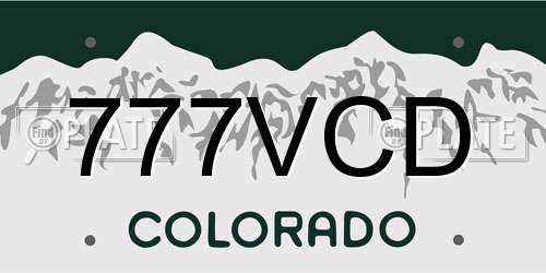 777VCD Colorado License Plate