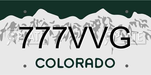 777VVG Colorado License Plate