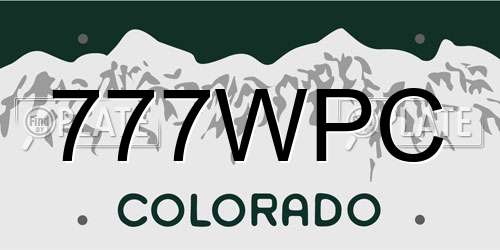 777WPC Colorado License Plate