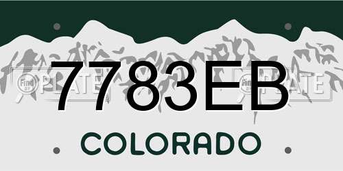 7783EB Colorado License Plate