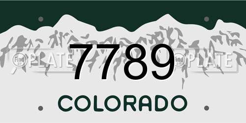 7789 Colorado License Plate
