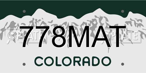 778MAT Colorado License Plate