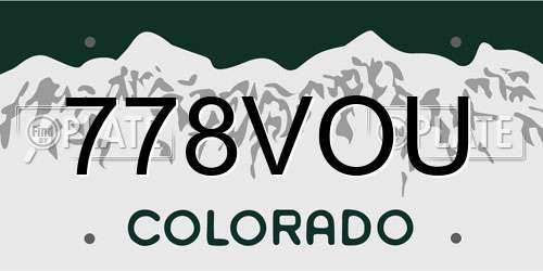 778VOU Colorado License Plate
