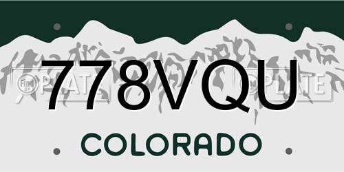 778VQU Colorado License Plate