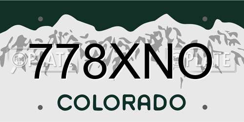 778XNO Colorado License Plate