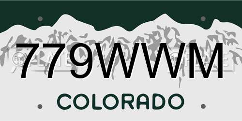 779WWM Colorado License Plate