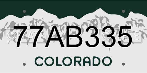 77AB335 Colorado License Plate