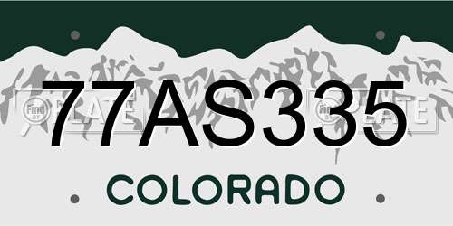 77AS335 Colorado License Plate