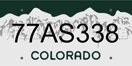77AS338 Colorado License Plate