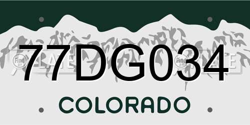 77DG034 Colorado License Plate