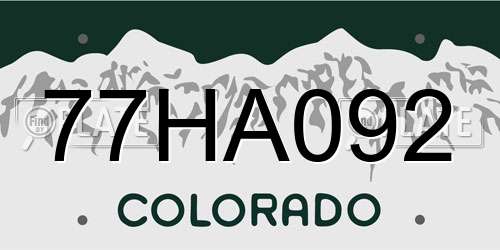 77HA092 Colorado License Plate