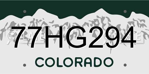 77HG294 Colorado License Plate