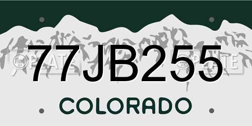 77JB255 Colorado License Plate