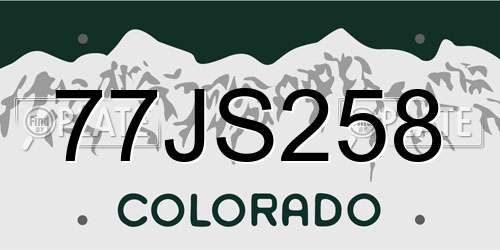 77JS258 Colorado License Plate