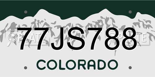 77JS788 Colorado License Plate