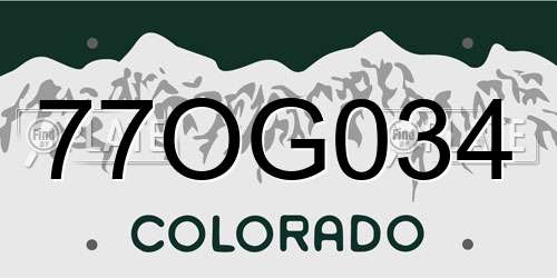 77OG034 Colorado License Plate