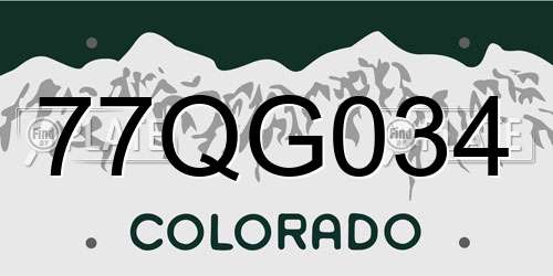 77QG034 Colorado License Plate