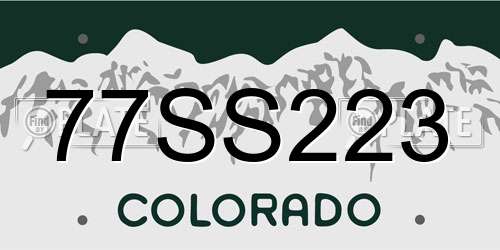 77SS223 Colorado License Plate
