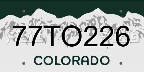 77TO226 Colorado License Plate