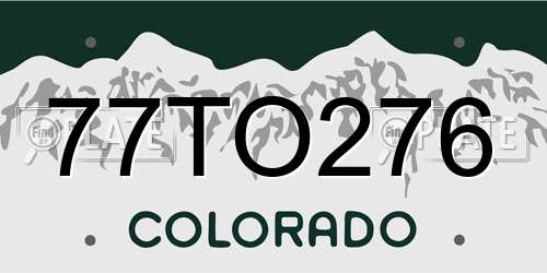 77TO276 Colorado License Plate