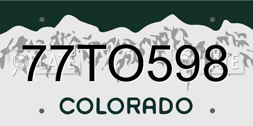 77TO598 Colorado License Plate