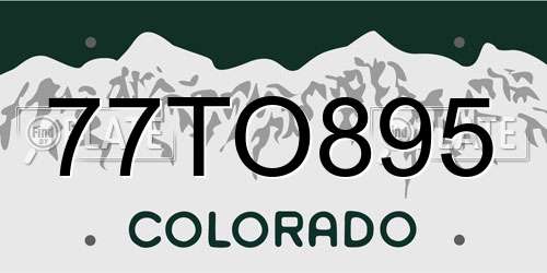 77TO895 Colorado License Plate