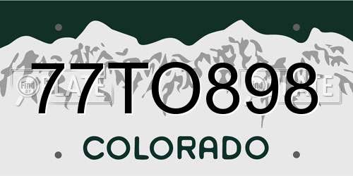 77TO898 Colorado License Plate