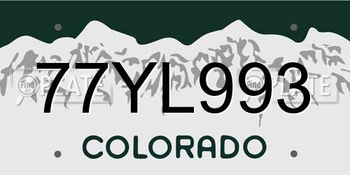 77YL993 Colorado License Plate