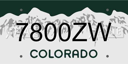 7800ZW Colorado License Plate