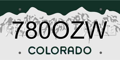 780OZW Colorado License Plate