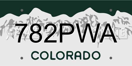 782PWA Colorado License Plate