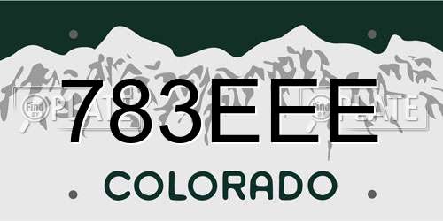 783EEE Colorado License Plate