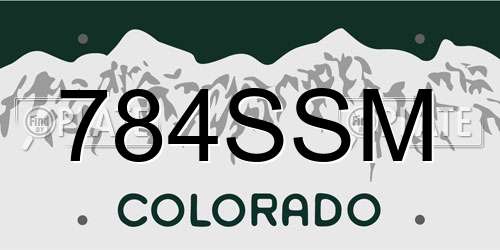 784SSM Colorado License Plate