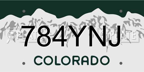784YNJ Colorado License Plate