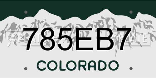 785EB7 Colorado License Plate