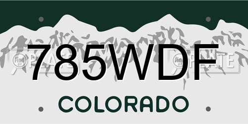 785WDF Colorado License Plate