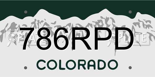 786RPD Colorado License Plate