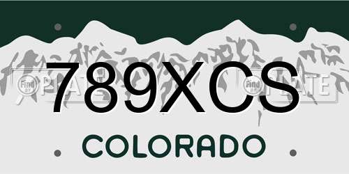 789XCS Colorado License Plate