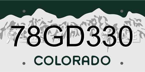 78GD330 Colorado License Plate