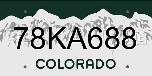78KA688 Colorado License Plate