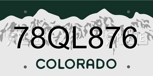 78QL876 Colorado License Plate