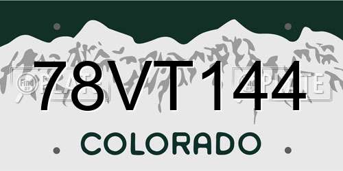 78VT144 Colorado License Plate