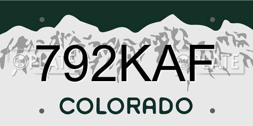 792KAF Colorado License Plate