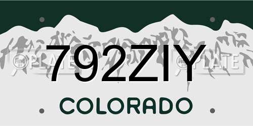 792ZIY Colorado License Plate